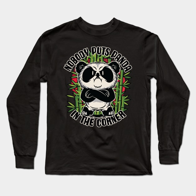 Hot under the collar Panda - Nobody puts Panda in the Corner Long Sleeve T-Shirt by Graphic Duster